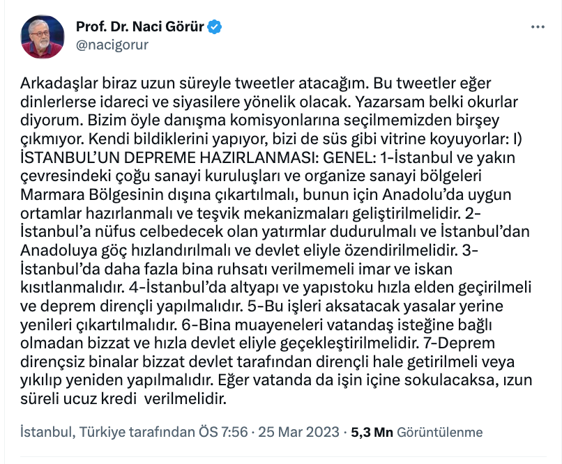 prof dr naci gorur den istanbul depremi ile alakali 7 maddelik uyari belki okurlar